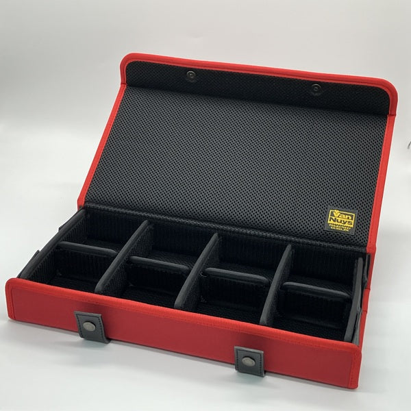 【中古】仕切りの位置が変えられるイヤフォンケース/8個用 レッド【秋葉原】