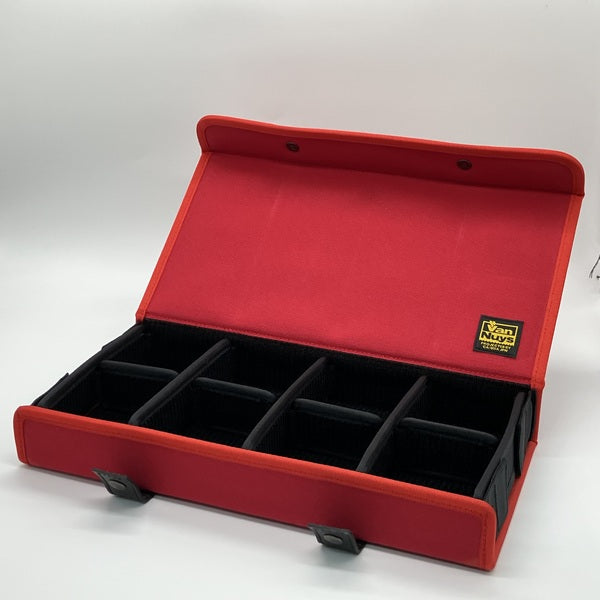 【中古】仕切りの位置が変えられるイヤフォンケース/8個用 レッド【秋葉原】