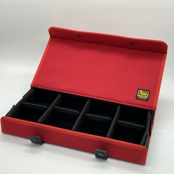 【中古】仕切りの位置が変えられるイヤフォンケース/8個用 レッド【秋葉原】