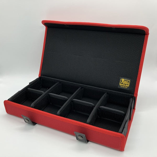 【中古】仕切りの位置が変えられるイヤフォンケース/8個用 レッド【秋葉原】