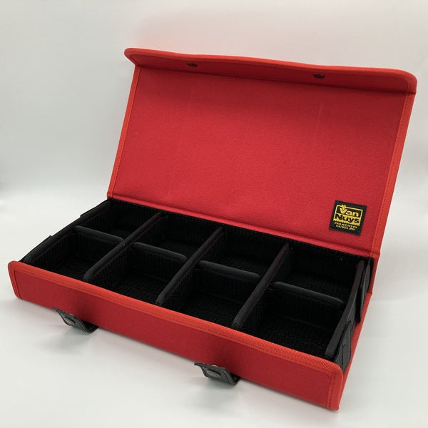 【中古】仕切りの位置が変えられるイヤフォンケース/8個用 レッド【秋葉原】