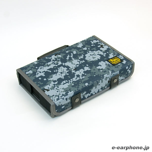 仕切りの位置が変えられるイヤフォンケース/6個用 (ぬめ革のハンドル付き)(デジタル迷彩/Digital Navy)【VC871-DIGI-NAVY】
