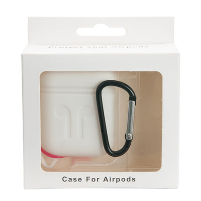 【アウトレット】半防水ツートーンAirpodsケース カラビナ付き ホワイト