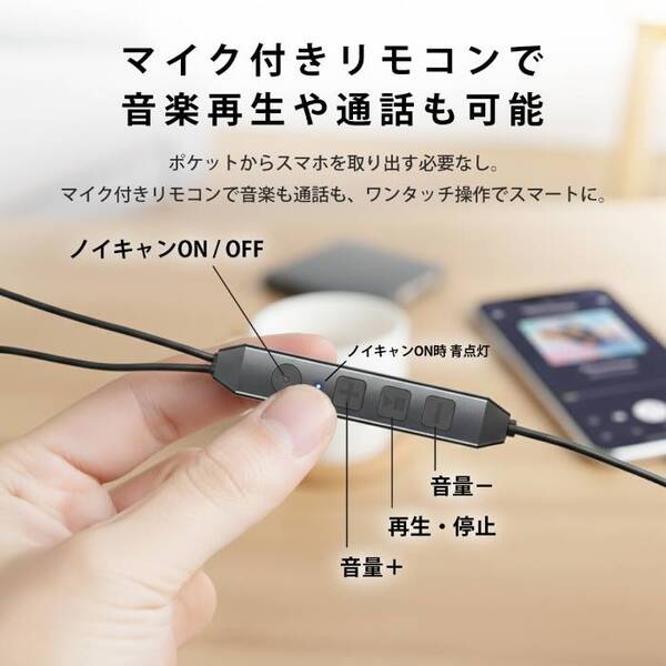 ノイズキャンセリングType-Cイヤホン 【HSE-A2000NC-BK】