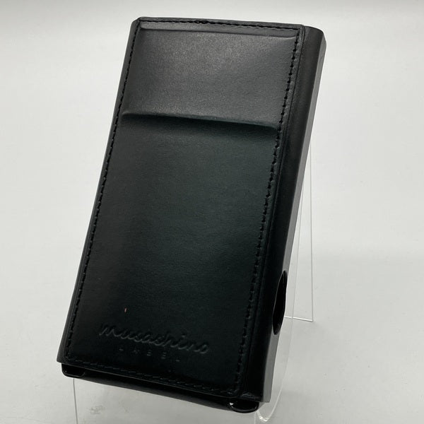 黒 合成皮革 イヤホンケース musashino LABEL 【中古】NW-ZX700シリーズ用 オープンタイプレザー